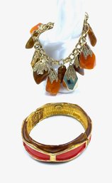 Pairing Of Vintage Bracelets - Original By Robert Cuff & Ambertone Charm Style