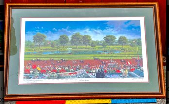 'Field Of Dreams' Signed Jenness Cortez Artwork Print Saratoga Raceway Personally Autograph 43x27 Matted Frame