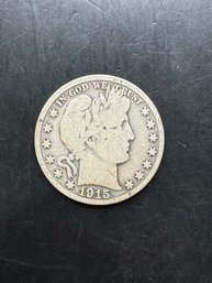 1915-S Barber Silver Half Dollar