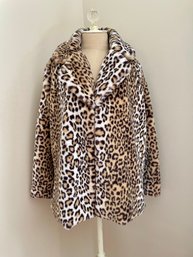 Leopard Pattern Faux Fur Jacket, Size S/M - New With Tags