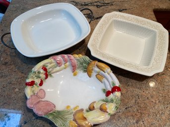 Hand Painted Decorative Vegetable Bowl Dish 2 White Ceramic Serving Dishes