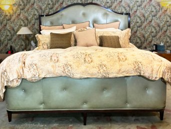 A Gorgeous King Bedstead In Tufted Leather