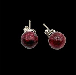 Vintage Indian Sterling Silver Cranberry Stud Earrings