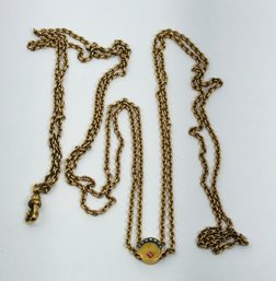 ANTIQUE GOLD-FILLED LONGUARD SLIDE CHAIN SEED PEARLS 50' LONG