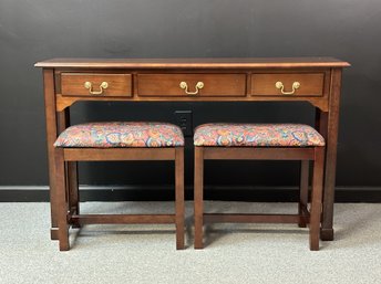 A Small, Traditional Console Table & Two Bench Seats