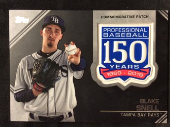 2019 Topps Blake Snell 150th Anniversary Commemorative Patch Card - K