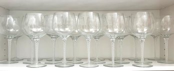 A Large Set Of Hand Blown Venetian Wine Glasses 20 Plus