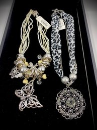 2 Dramatic Assorted Artisan Crafted Pendant Necklace - New W/ Tags - $33.00 Orig.