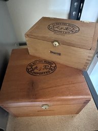 2 Wood Collectible El Ray Del Mundo Cigar Boxes With Old Cigars