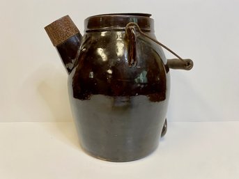 Chocolate Brown Glazed Stoneware Batter Jug