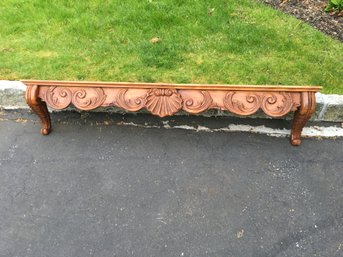 Beautiful Vintage Style Long Shelf With Lovely Shell Carving - Very Pretty Piece - No Damage - Nice Carvings