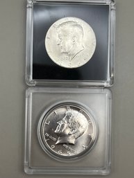 2 Beautiful 1965 Uncirculated Kennedy Half Dollars 40 Silver In Plastic Cases