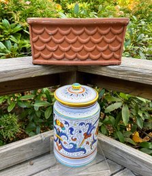 Italian Terracotta Plater And Covered Jar