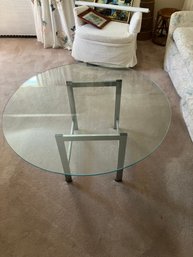 Glass Table With Chrome Metal Leg Box - MCM