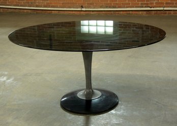 Mid Century Modern Chromcraft Smoked Glass Tulip Dining Table