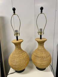 Pair Of Basket Style Table Lamps