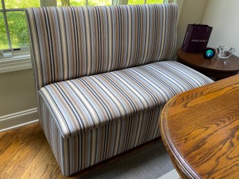 Custom Made Striped Upholstered Settee Bench With Storage
