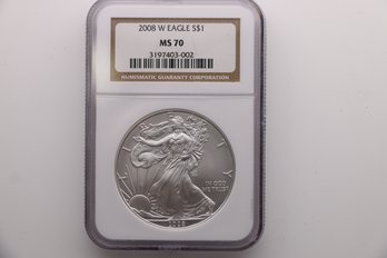 2008 W West Point Silver Eagle Coin 1 Ounce .999 NGC MS70