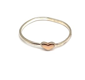 Vintage Sterling Silver With Rose Gold Vermeil Heart Ring, Size 7.5