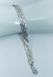 VINTAGE STERLING SILVER BRAIDED 3/8' WIDE BRACELET - ITALY