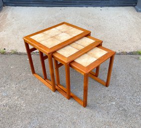 Set Of Danish Modern Teak And Tile Top Nesting Tables