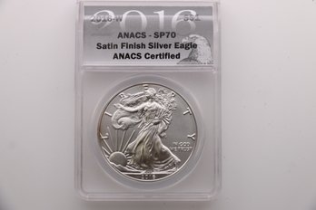 2016 W West Point Silver Eagle .999 Coin ANACS SP70 Satin Finish