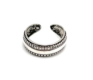 Vintage Sterling Silver Textured Cuff Ring, Size 4