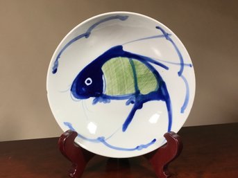 Wonderful Antique ? Vintaghe ? Asian Pottery Dish / Bowl With Fish  Very Nice Bowl - Minor Flaws / Issues