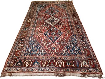 A Vintage Tabriz (Iranian) Hand Knotted And Dyed Wool Rug