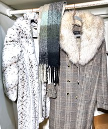 2 Winter Coats: Kenneth Cole Size Medium & Silver Unicorn Size 16 & Scarf