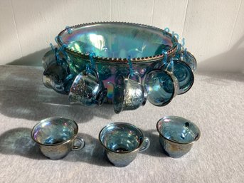 Carnival Glass Punch Bowl Set