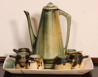 DAN HARSA MID CENTURY MODERN ISRAELI CERAMIC SET HANDMADE, GLAZED & SIGNED 1955 NEHEMIA AZAZ