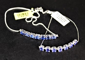 Lot Two Never Worn Tanzanite Sterling Silver Bracelets 10' Long Each