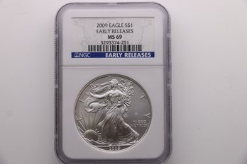 2009 American Silver Eagle 1 Ounce Coin Early Release NGC MS69