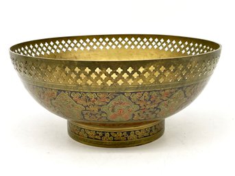 A Vintage Indian Brass Fruit Bowl