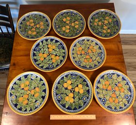 8 Talavera La Corona Handmade Earthenware Dinner Plates Mexico 11.25' No Chips