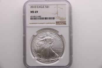 2010 Silver Eagle Coin 1 Ounce .999 NGC Ms69