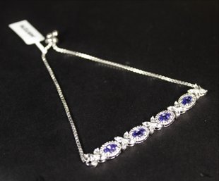 Sterling Silver Tanzanite Never Worn Bracelet 10' Long