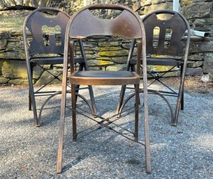 A Trio Of Vintage Bent Wood Folding Chairs