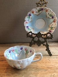 Beautiful Teacup & Saucer - Unmarked