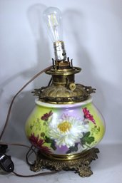 Victorian Glass And Brass Lamp Base