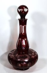 Large Bohemian Cut Glass To Clear Decanter