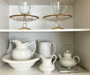 Fine Glass And Porcelain Serving Items