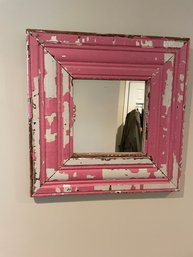 Vintage Rustic Country Style Pink Framed Mirror