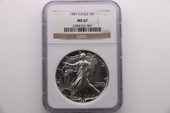 1987 Silver Eagle 1 Ounce .999 Proof Coin NGC Ms67