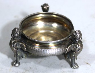 Victorian Silver Plated Open Salt W Griffins