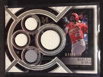 2018 Topps Museum Collection Marcell Ozuna Quad Relic Card 87/99 - K