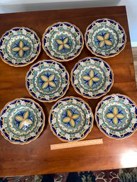 8 Pasta Bowls Sberna Deruta Dipinto A Mano Italian Hand Painted 10' No Chips