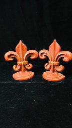 Fleur De Lis Bookends Pair Cast Iron Book Ends/door Stops