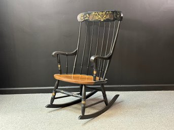 A Traditional Vintage Hitchcock Rocking Chair In Black